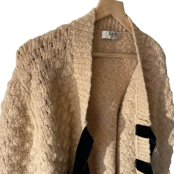 Sea New York Beige Sweater with Black Velvet Bows - Picture 3 of 4